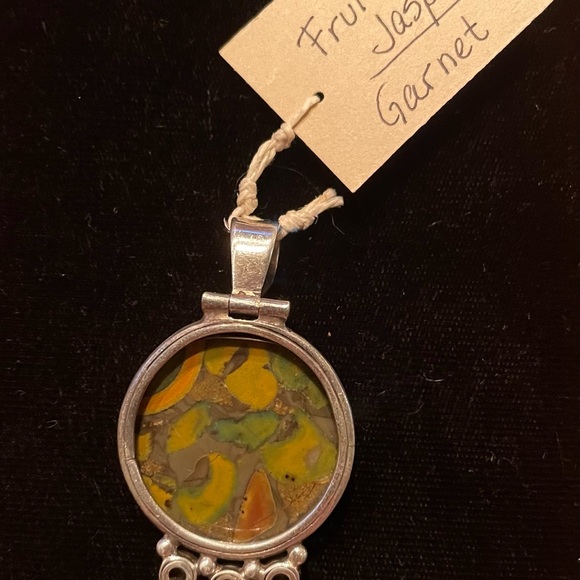 Fruit Jasper & Garnet - Silver Pendant - Picture 2 of 3